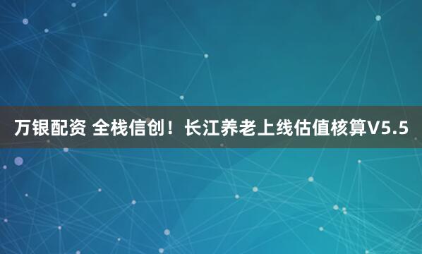 万银配资 全栈信创！长江养老上线估值核算V5.5